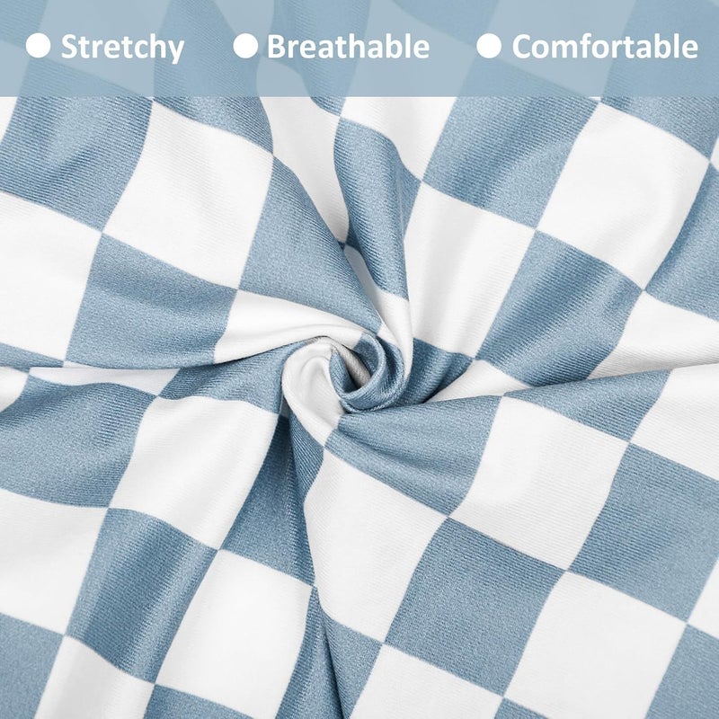 DILIMI Nursing Pillow Cover, Stretchy Removable Case for Breastfeeding Pillows, Ultra Soft Comfortable Slipcover for Baby Girl and Boy, Blue Checkerboard - Image 2